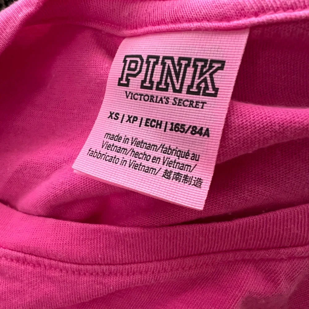 PINK Victoria's Secret Hot Pink Tee with White Logo - Picture 2 of 2